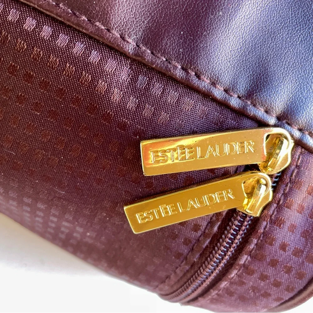ESTEE LAUDER Burgundy Vinyl Cosmetics Travel TRAIN CASE